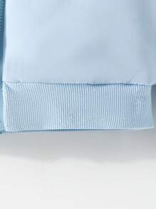 Baby Girl Solid Zip Up Jacket With Scarf - Baby Blue - View 6