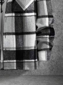 Manfinity Homme Loose Fit Men's Plaid Patterned Coat With Flap Pocket And Drop-Shoulder Design - Multicolor - View 5