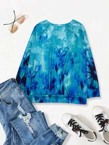 Camiseta de tie dye de cuello V - Agua verde azul - Ver 2