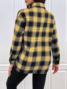 SHEIN LUNE Plaid Print Drop Shoulder Shirt - Multicolor - View 2