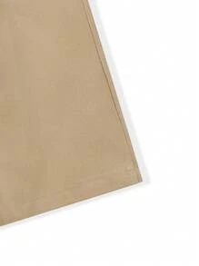 Manfinity Homme Men's Casual Letter Patched Detail Flap Pocket Cargo Pants With Drawstring Waist - Khaki - View 4