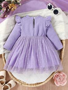 Đứa bé gái Viền Ruffle Váy lưới che phủ - Nhiều màu - Xem 2