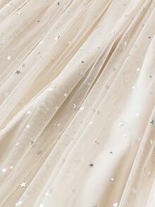 SHEIN Clasi Talla grande Vestido de malla de hombros descubiertos brillante