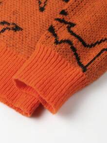 Manfinity Hypemode Hombres Jersey con patrón de tiburón de hombros caídos - Naranja - Ver 8