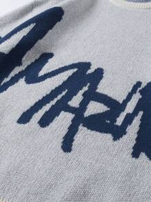 Manfinity Hypemode Men Letter Pattern Drop Shoulder Sweater