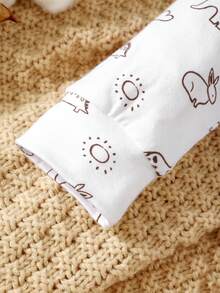 Baby Girl Elephant Print Jumpsuit & Hat - White - View 3