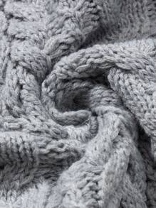 SHEIN Unity Tie Front Cable Knit Cardigan - Grey - View 3