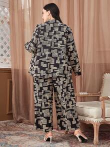 Mulvari Hơn In Địa lý Áo sơ mi & Quần ống rộng - màu đen - Xem 2