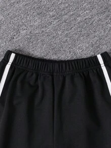 SHEIN Adolescent Garçon Football Imprimé Sweat-shirt & À Bande Contrastante Pantalon De Survêtement