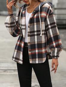 SHEIN LUNE In kẻ sọc Thả vai Dây rút Áo trùm đầu - Nhiều màu - Xem 4