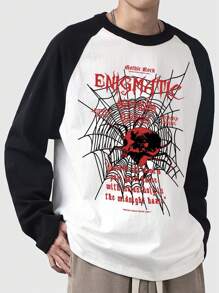 ROMWE MEN Goth Guys Slogan Graphic Raglan Sleeve Tee