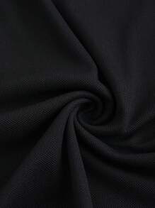 Manfinity Homme Men Contrast Panel Baseball Collar Quarter Button Polo Shirt, For Work, For Husband & Daddy - Black - View 3