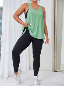 Easithlete 加大撞色侧缝运动套装，带手机口袋，女士健身套装 - 彩色 - 查看 4