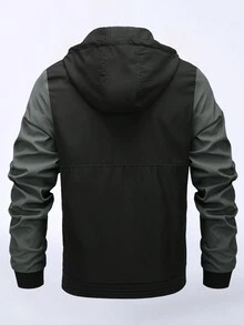 Manfinity Homme Nam Đồ họa Chữ cái Khối màu áo có mũ Áo khoác - màu đen - Xem 2