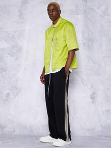 SUMWON Athletic Track Pants With Side Stripes Drawstring Waist Sleek Sporty Modern Lifestyle Pants Training Athletics Gym Wear - Black - View 5