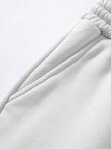 Manfinity Homme Men Letter Graphic Sweatshirt & Drawstring Waist Sweatpants - Multicolor - View 3