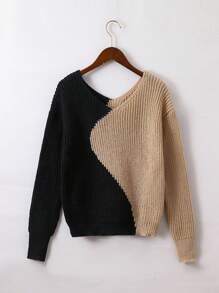 Teen Girl Two Tone Drop Shoulder Sweater - Multicolor - View 1