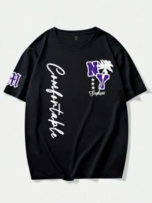 Manfinity EMRG Men Letter Graphic Drop Shoulder Tee - Black - View 2