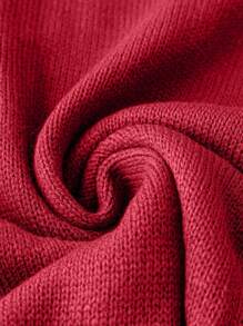 Calvaya Plus Flare Sleeve Drop Shoulder Popcorn Knit Sweater - Red - View 4