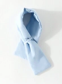 Baby Girl Solid Zip Up Jacket With Scarf - Baby Blue - View 5