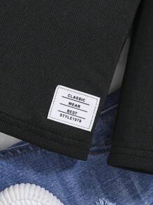 SHEIN Young Boy 2pcs Letter Patched Detail Turtle Neck Tee - Multicolor - View 4