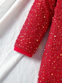 SHEIN Young Girl Gigot Sleeve Sequin Decor Dress for Christmas
