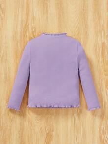 SHEIN 女嬰木耳邊T恤 - 紫色 - 查看 2