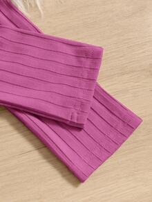 SHEIN Tween Girl Mock Neck Crisscross Cut Out Tee - Red Violet - View 3