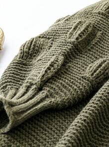 Calvaya Áo len cardigan thiết kế thường ngày màu trơn cỡ lớn - xanh quân đội - Xem 5