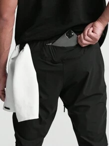 Gym Rark Men Drawstring Waist Sports Pants Sweat Pants - Black - View 2