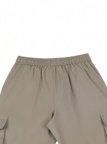 Manfinity EMRG 男士翻蓋口側拉繩腰超大尺碼貨物褲 - 卡其色 - 查看 5