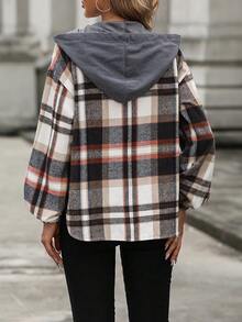 SHEIN LUNE In kẻ sọc Thả vai Dây rút Áo trùm đầu - Nhiều màu - Xem 2