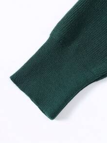 Manfinity 男士素色插肩袖條紋針織套頭毛衣 - 軍綠色 - 查看 3