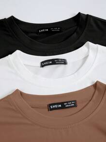 SHEIN Unity 3入組素色短款T恤 - 彩色 - 查看 5