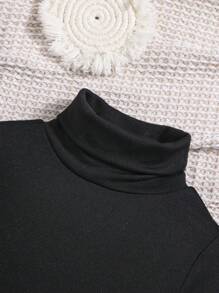 SHEIN Young Boy 2pcs Letter Patched Detail Turtle Neck Tee - Multicolor - View 8