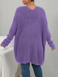 SHEIN Franclia Plus Size Batwing Sleeve Cardigan - Purple - View 2