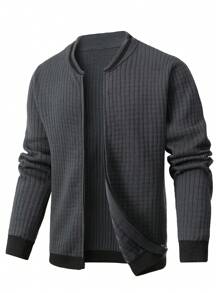 Manfinity Homme Hombres Cárdigan con cremallera - Gris Oscuro - Ver 1