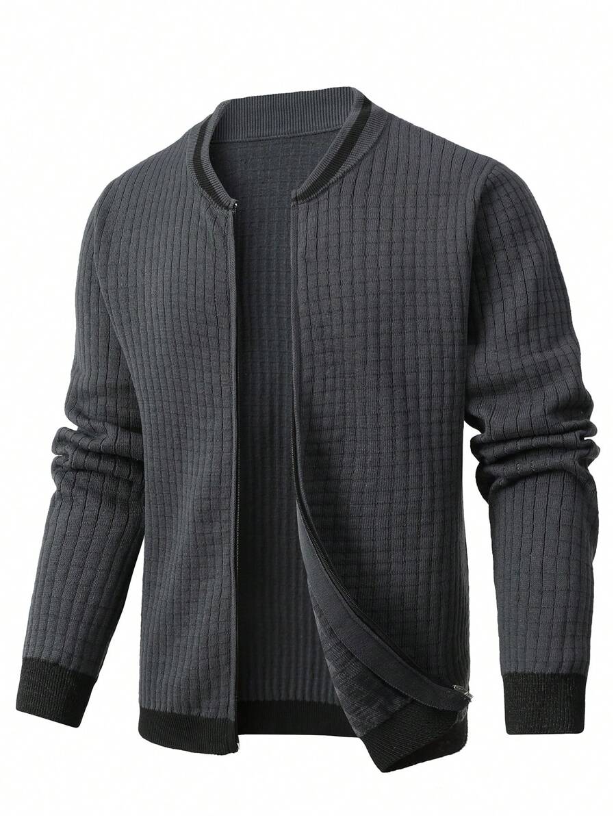 Manfinity Homme Hombres Cárdigan con cremallera - Gris Oscuro - Ver 1