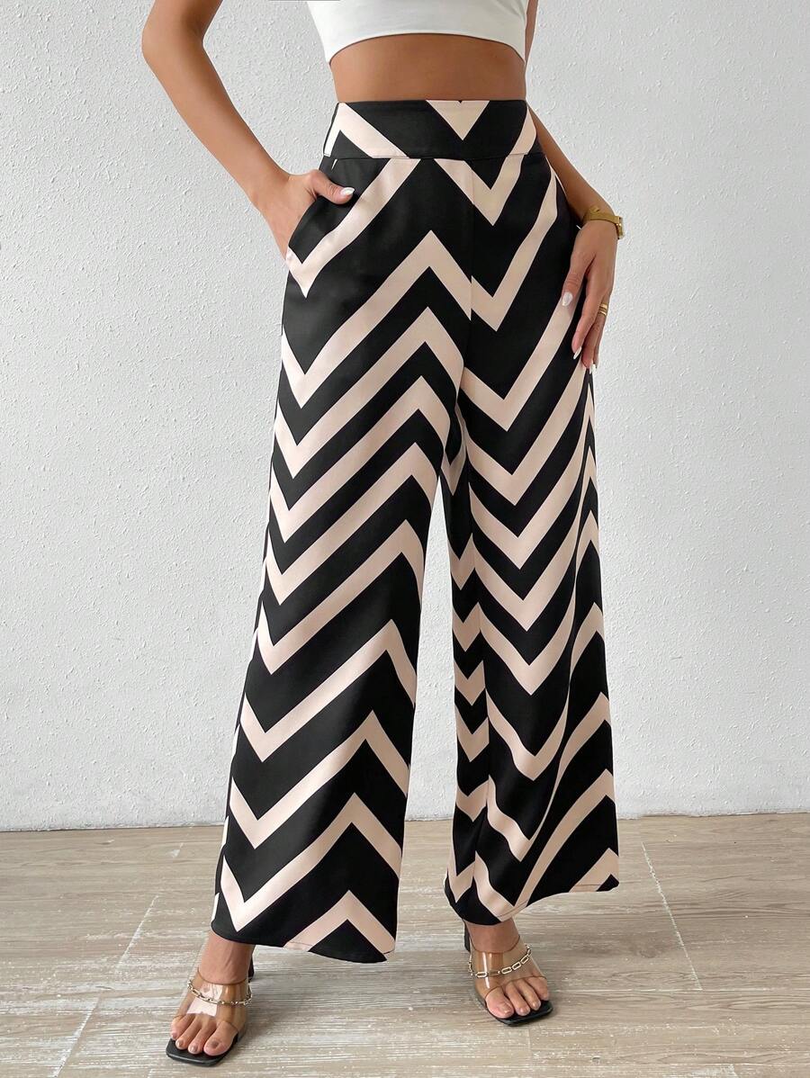 Chiquease Chevron Print Wide Leg Pants - Multicolor - View 1