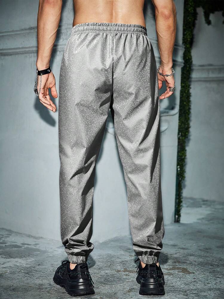Men Drawstring Waist Slant Pocket Pants