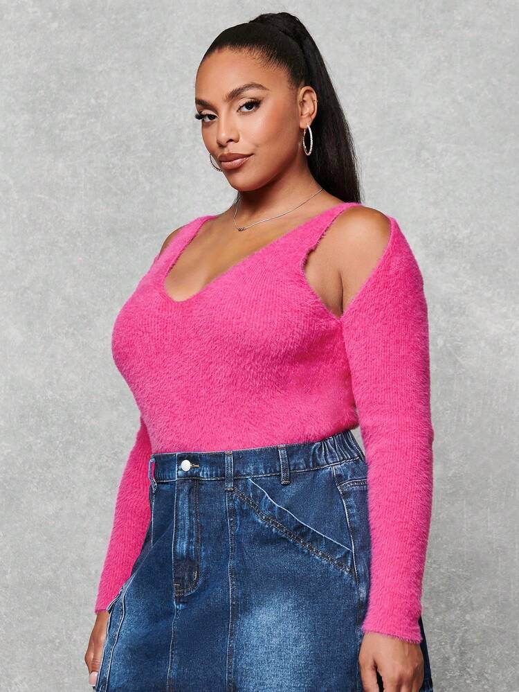 Plus Cold Shoulder Sweater