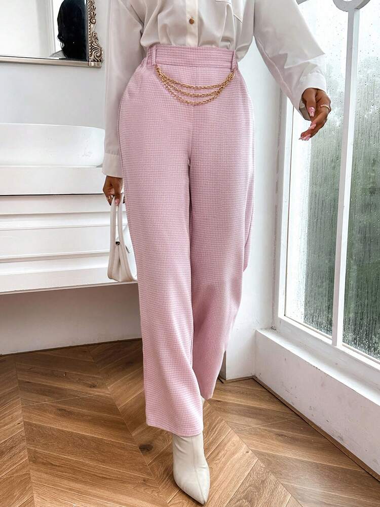 Chain Detail Straight Leg Pants