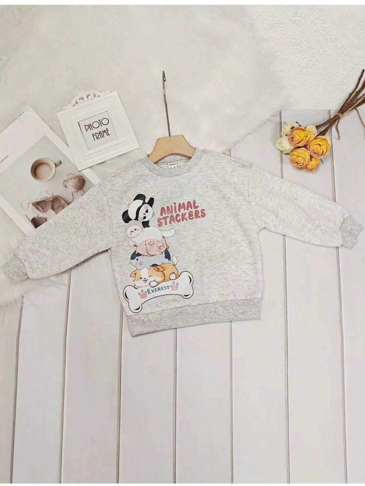 Young Girl Cartoon And Slogan Graphic Sweatshirt