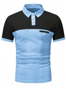 Manfinity Homme Men Two Tone Button Detail Polo Shirt - Multicolor - View 3