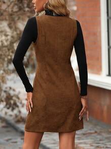 SHEIN Clasi Vestido overol con cremallera de pana sin jersey