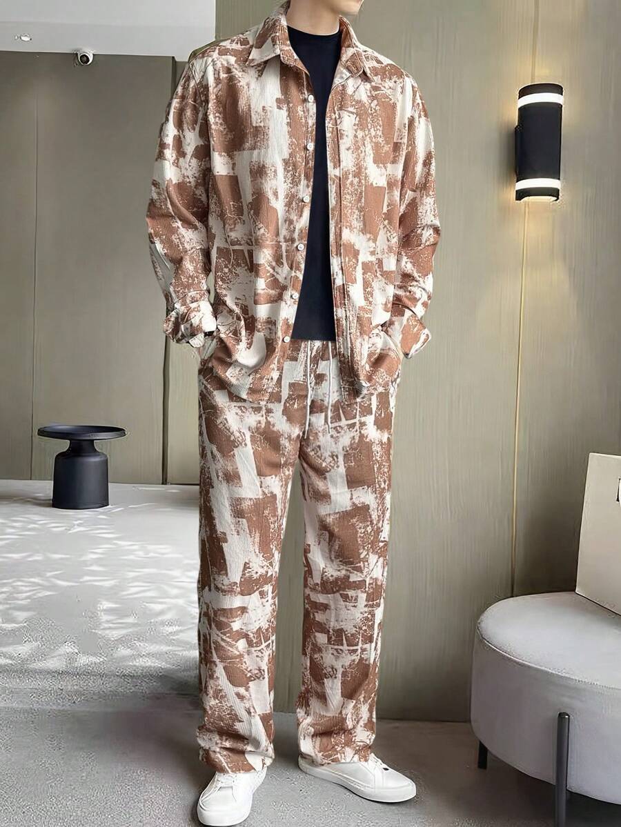 Manfinity 男士紮染襯衫和褲子不帶T恤 - 彩色 - 查看 1