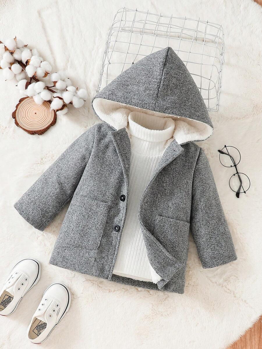 男嬰雙口袋毛絨內襯連帽外套無毛衣 - 彩色 - 查看 1