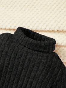 女嬰3入組高領條紋針織上衣