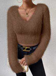 Allurite Chất rắn Cổ v Mùa vụ 	
Fuzzy Áo len - Cà phê nâu - Xem 4