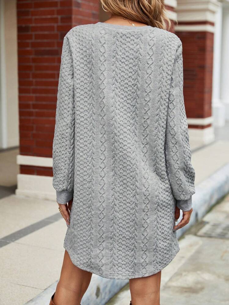 Solid Cable Knit Tee Dress